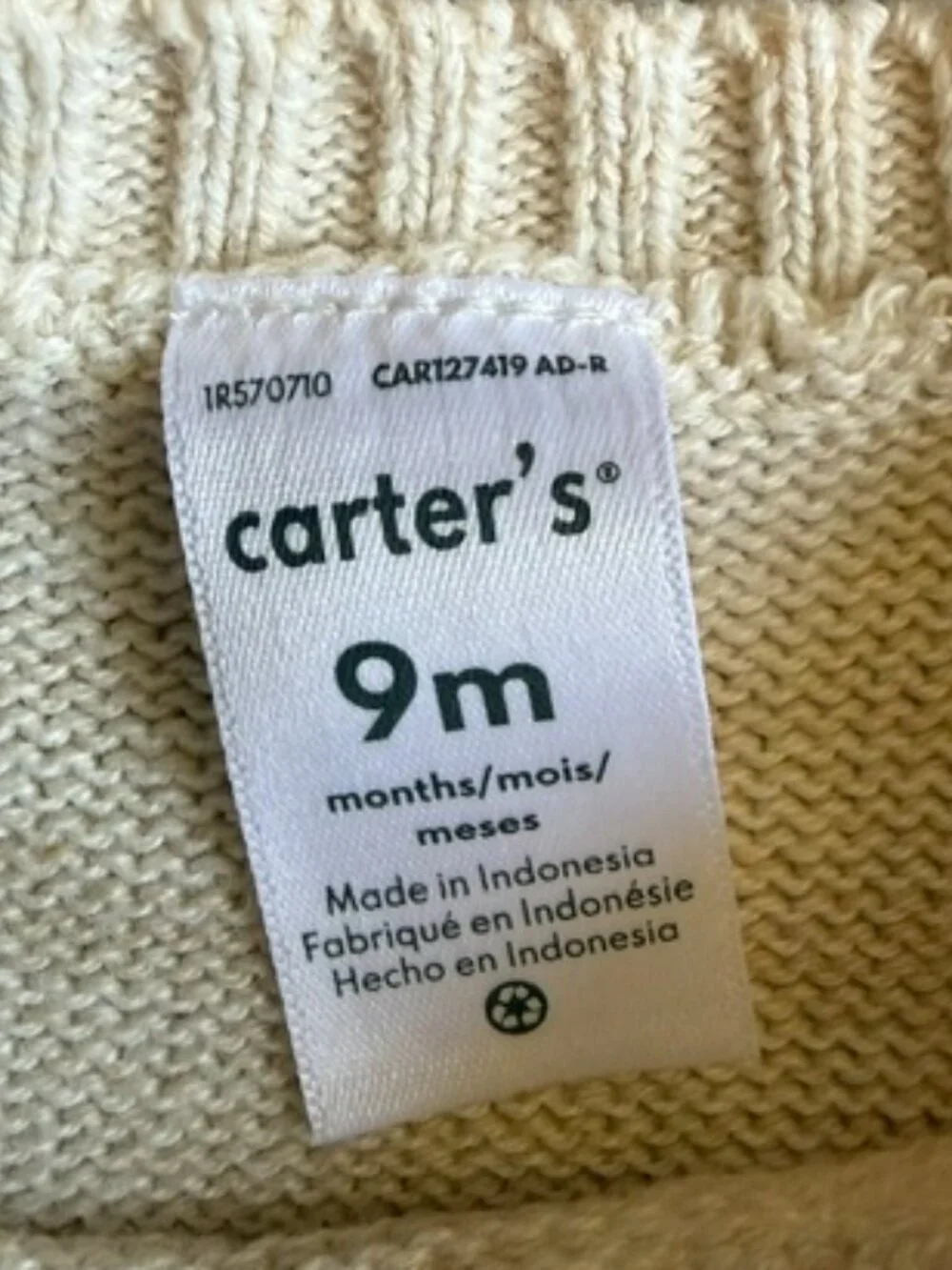 Carter’s LIKE NEW Fair Isle Reindeer Sweater & Pants Set Ivory Holiday 9M